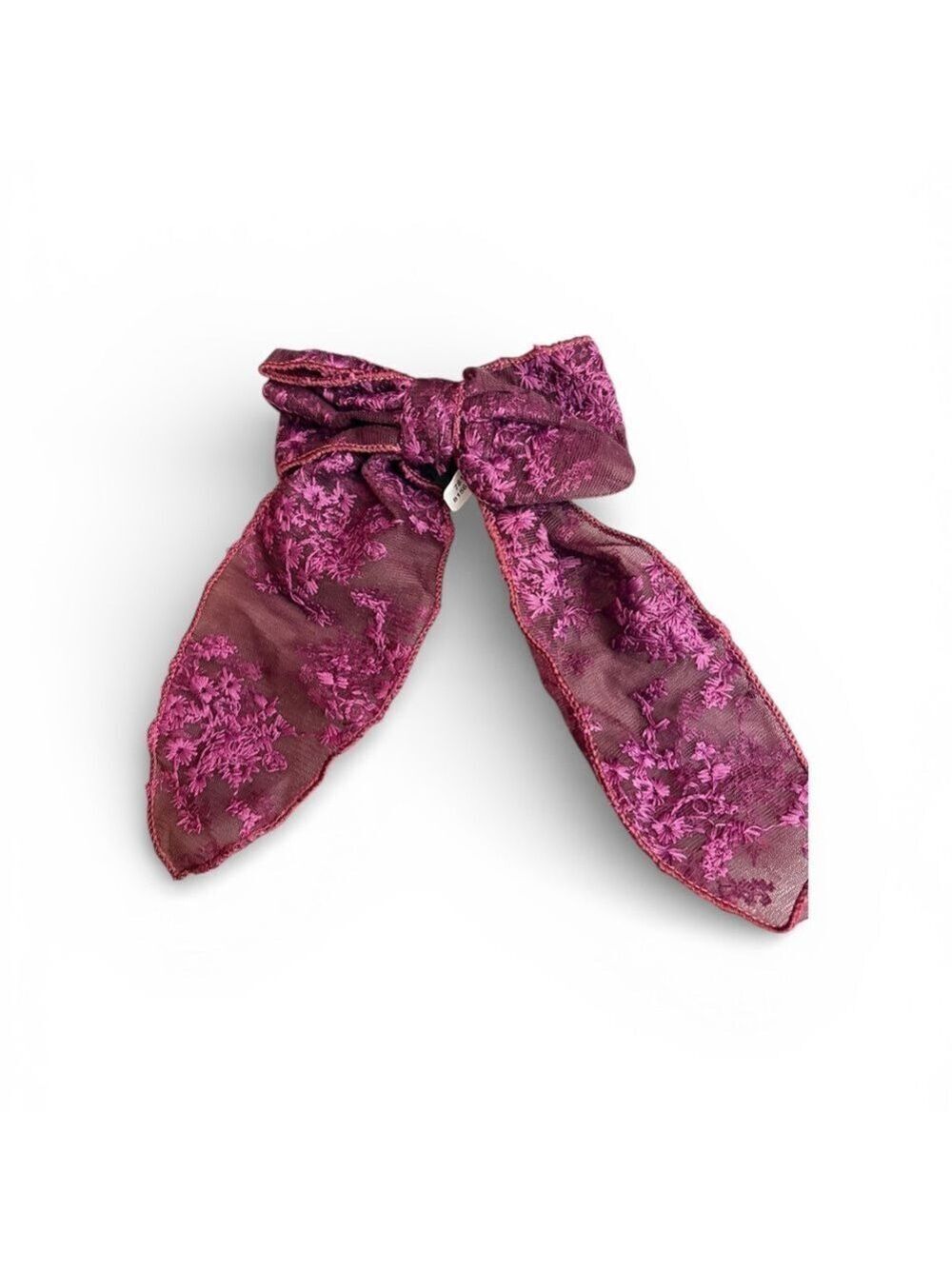 Free People Poppy Mesh Elegant Burgundy Hair Bow with Clip